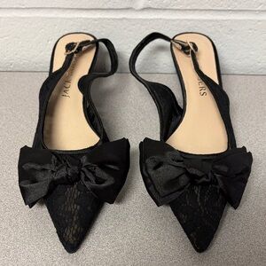 Jack Rogers Black Lace Bow Slingback Heels